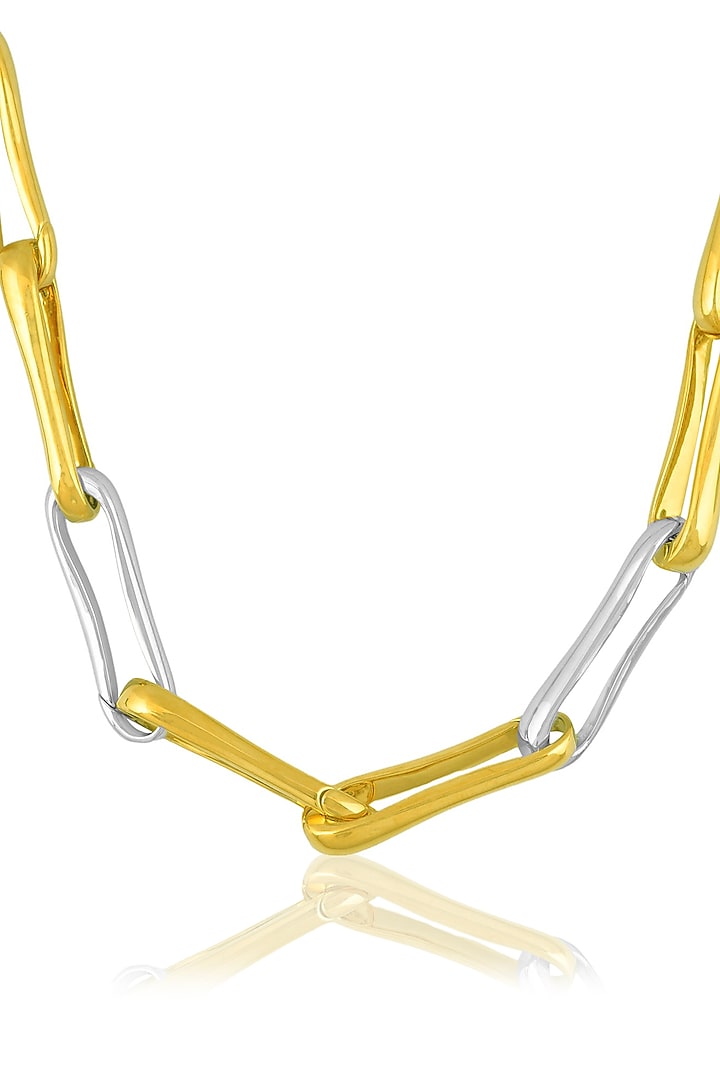 Two Tone Finish Paperclip Linked Necklace by Arvino at Pernia's Pop Up Shop