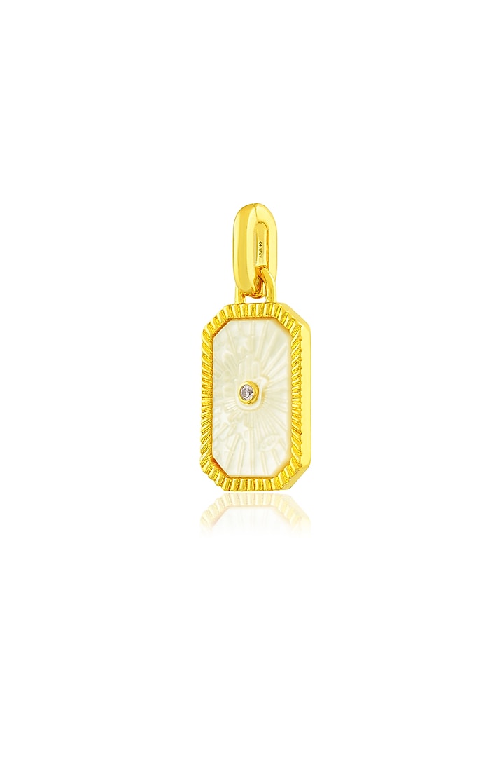 Gold Finish Mother Of Pearl & Cz Talisman Charm by Arvino at Pernia's Pop Up Shop