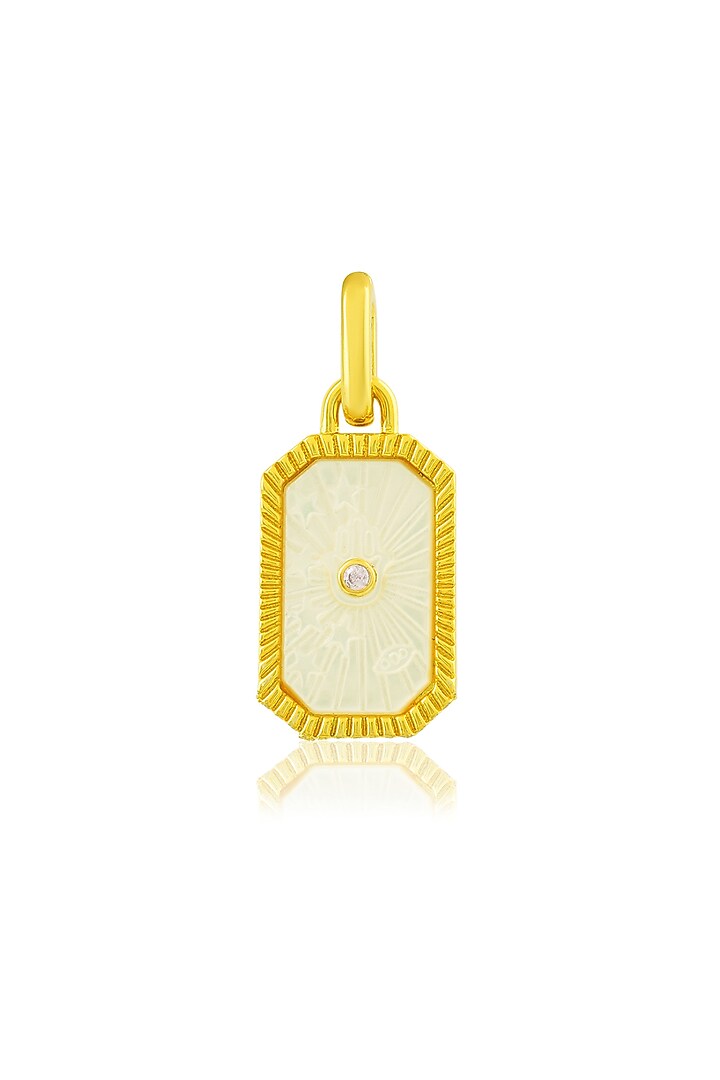 Gold Finish Mother Of Pearl & Cz Talisman Charm by Arvino at Pernia's Pop Up Shop