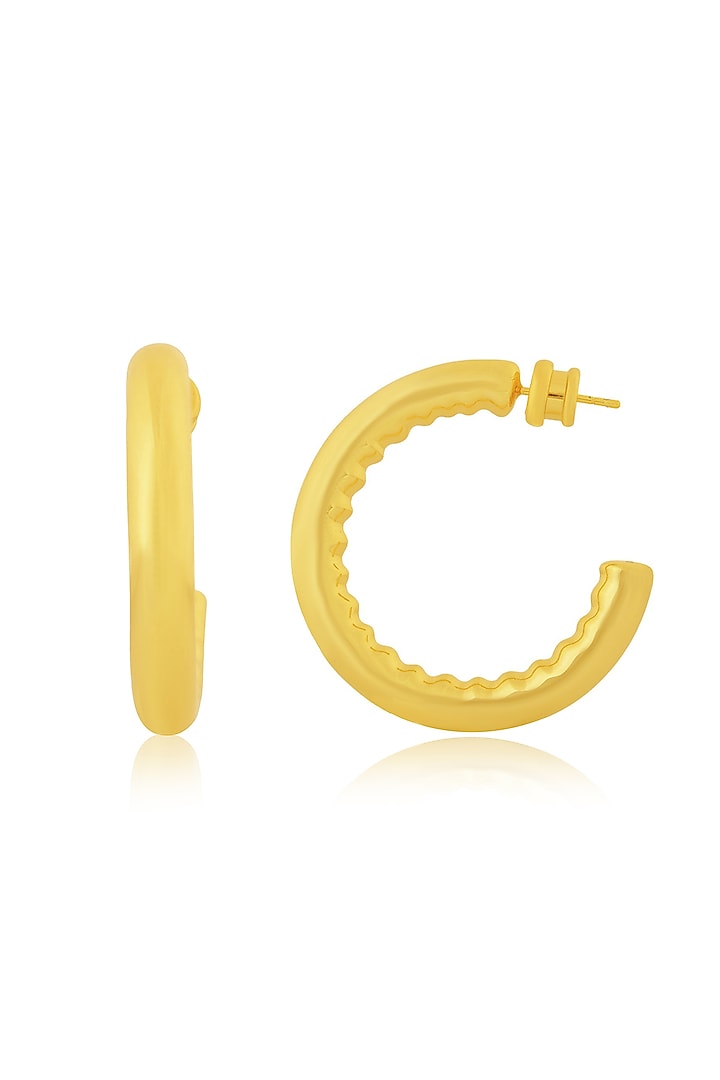 Gold Finish Inlay Hoop Earrings by Arvino at Pernia's Pop Up Shop