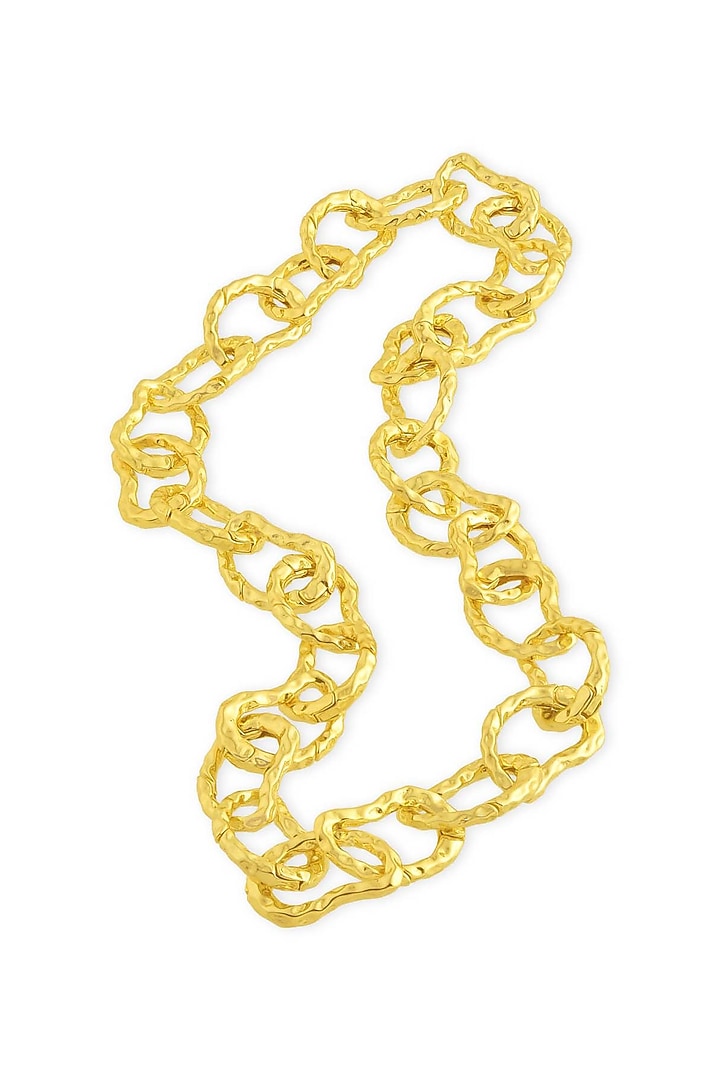 Gold Finish Textured Link Necklace by Arvino at Pernia's Pop Up Shop