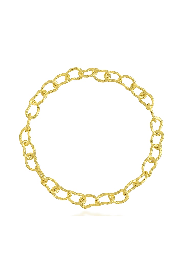 Gold Finish Textured Link Necklace by Arvino at Pernia's Pop Up Shop