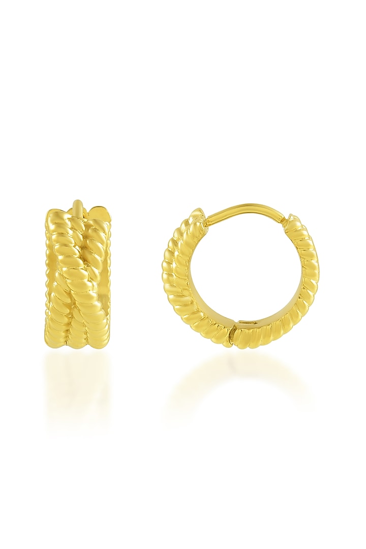 Gold Finish Intertwined Rope Huggie Earrings by Arvino at Pernia's Pop Up Shop