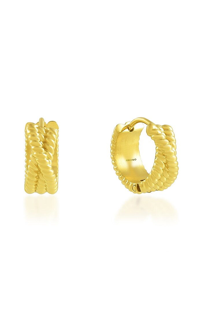 Gold Finish Intertwined Rope Huggie Earrings by Arvino at Pernia's Pop Up Shop