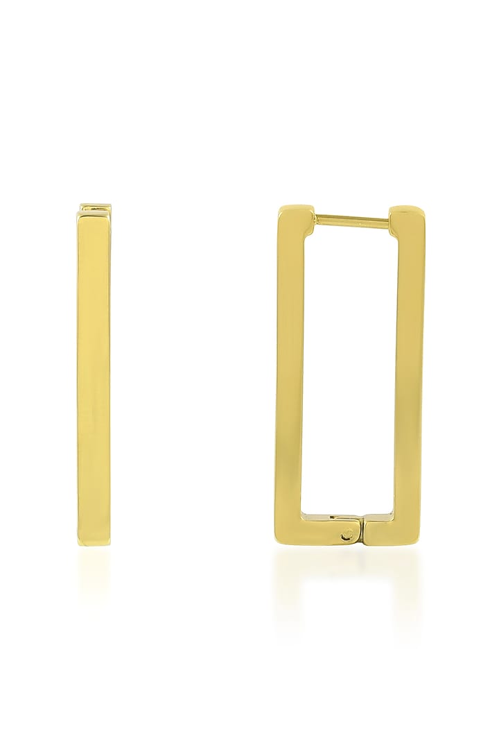 Gold Finish Angled Huggie Earrings by Arvino at Pernia's Pop Up Shop
