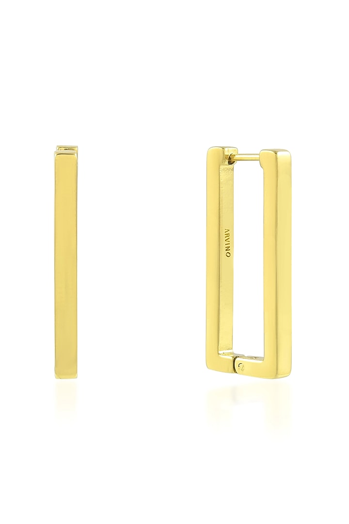 Gold Finish Angled Huggie Earrings by Arvino at Pernia's Pop Up Shop