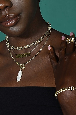 Gold Finish Dot Of Distinction Necklace by Arvino
