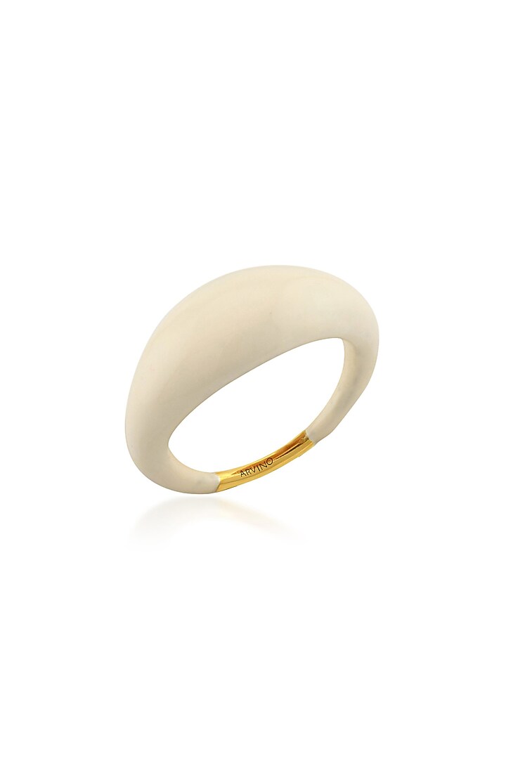 Gold Finish Cream Dome Ring by ARVINO at Pernia's Pop Up Shop
