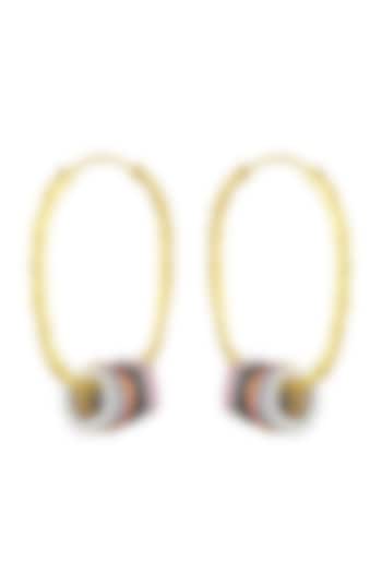 Gold Finish Hoop Earrings In Sterling Silver by Arvino