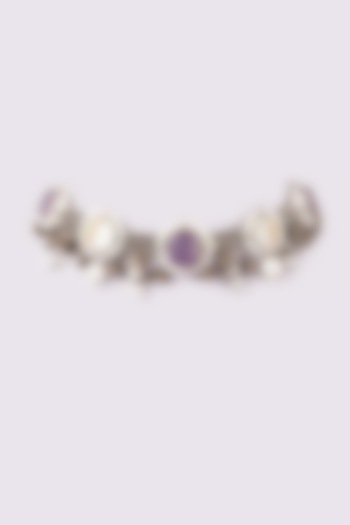 Oxidised Finish Agate & Pearl Necklace by ARNIMAA at Pernia's Pop Up Shop