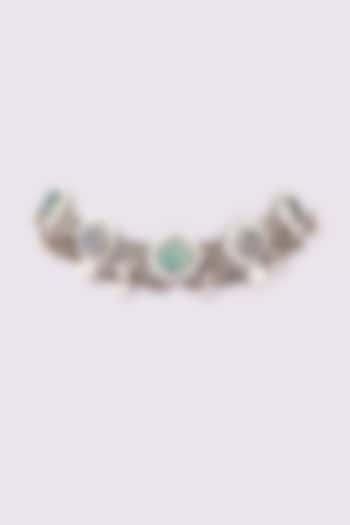 Oxidised Finish Natural Stone & Pearl Choker Necklace by ARNIMAA at Pernia's Pop Up Shop