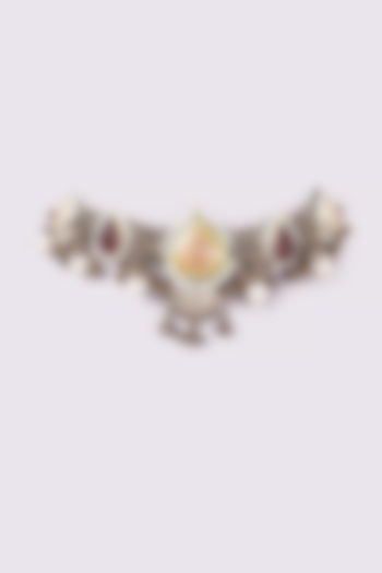 Oxidised Finish Agate & Pearl Choker Necklace by ARNIMAA at Pernia's Pop Up Shop