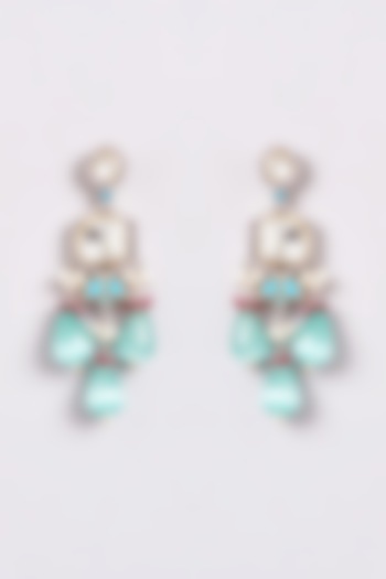 White Finish Zircon Jhumka Earrings by ARNIMAA at Pernia's Pop Up Shop