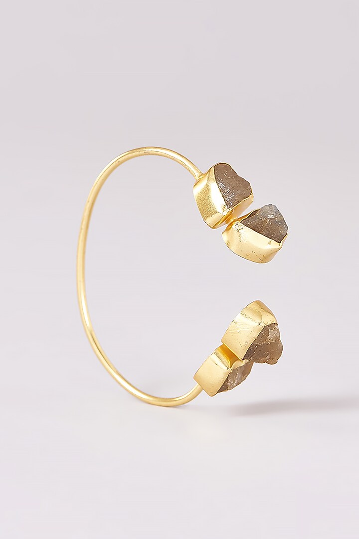 Gold Finish Druzy Agate & Mother Of Pearl Bracelet by ARNIMAA at Pernia's Pop Up Shop