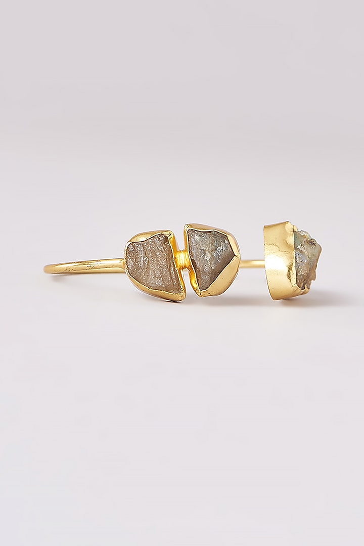 Gold Finish Druzy Agate & Mother Of Pearl Bracelet by ARNIMAA at Pernia's Pop Up Shop