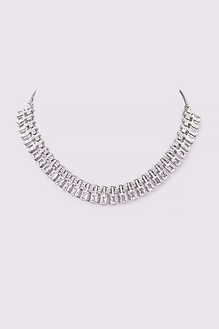 White Finish Zircon Necklace by ARNIMAA