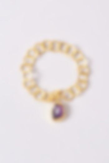 Gold Finish Amethyst Bracelet by ARNIMAA