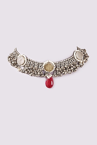 Oxidised Finish Agate & Onyx Choker Necklace by ARNIMAA
