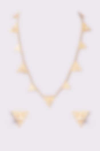 Gold Finish Pearl Long Necklace Set by ARNIMAA
