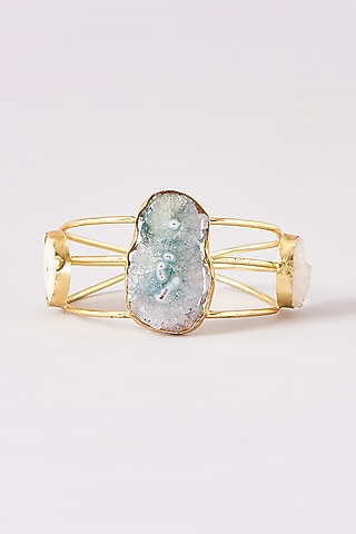 Gold Finish Quartz & Agate Bracelet by ARNIMAA