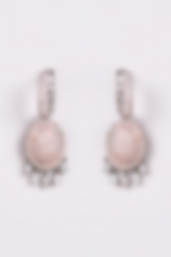 White Finish Zircon Dangler Earrings by ARNIMAA