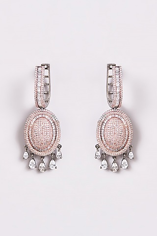 White Finish Zircon Dangler Earrings by ARNIMAA
