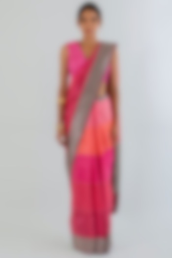 Hot Pink Ombre Handwoven Saree by AROHI at Pernia's Pop Up Shop