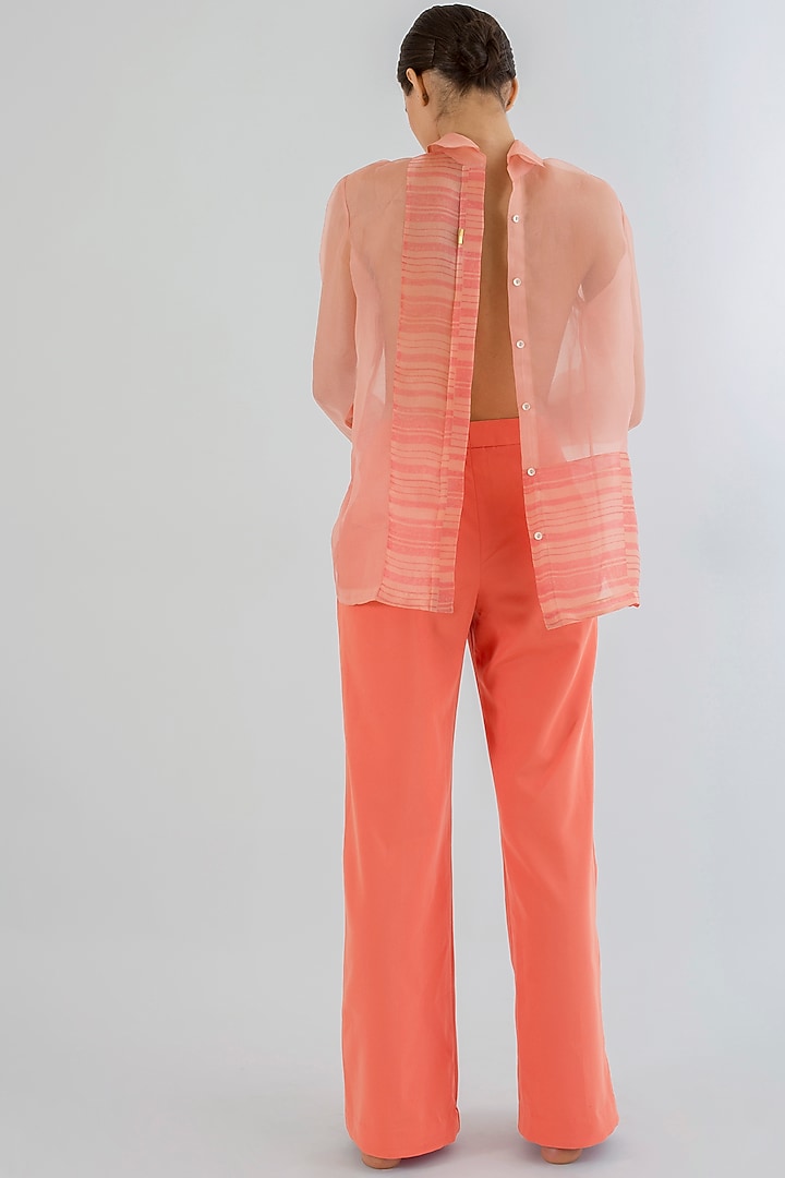 Peach Hand Block Printed Shirt by AROHI at Pernia's Pop Up Shop