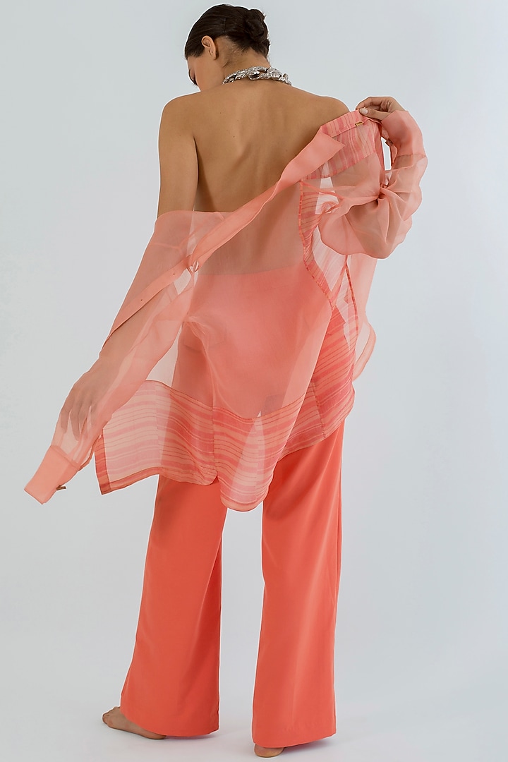 Peach Hand Block Printed Shirt by AROHI at Pernia's Pop Up Shop