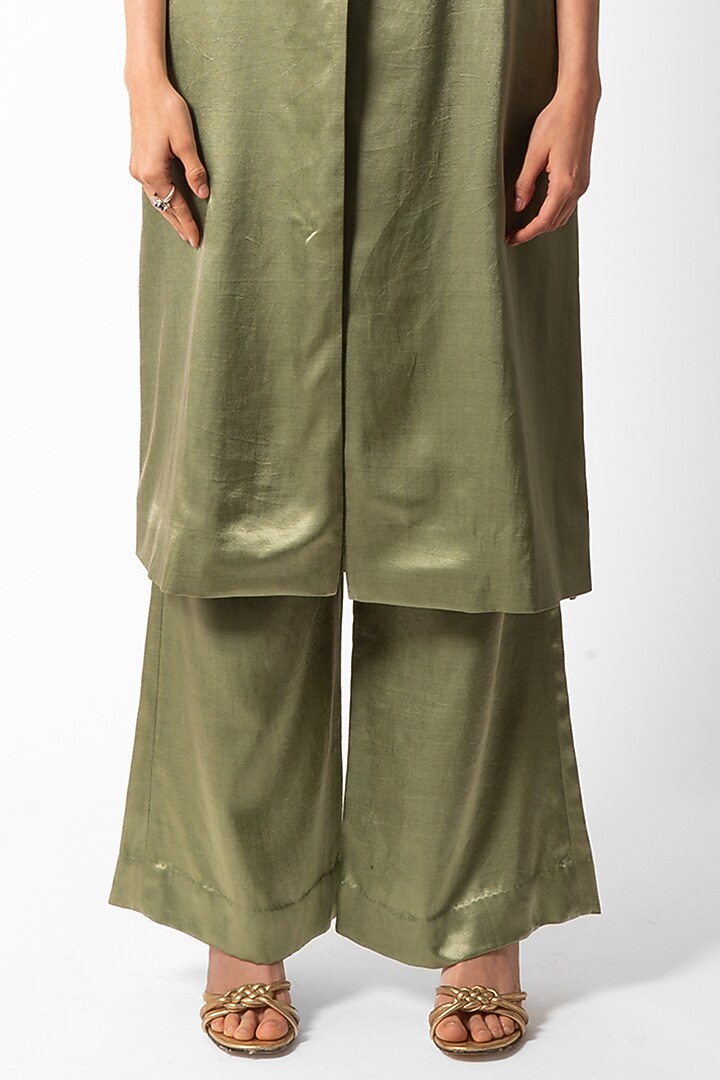 Green Modal Satin Jacket Set by AROHI at Pernia's Pop Up Shop
