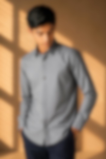 Grey Cotton Acetate Shirt For Boys by Amit Arora Kids at Pernia's Pop Up Shop
