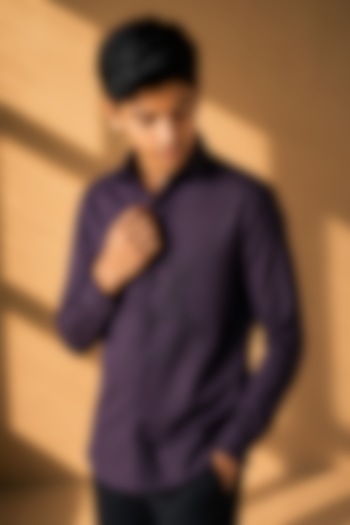 Purple Polynosic Motif Hand Embroidered Shirt For Boys by Amit Arora Kids at Pernia's Pop Up Shop