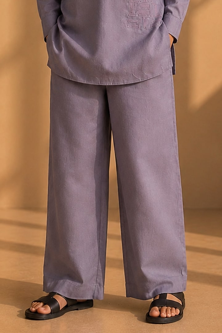 Mauve Linen Thread Embroidered Co-Ord Set For Boys by Amit Arora Kids at Pernia's Pop Up Shop