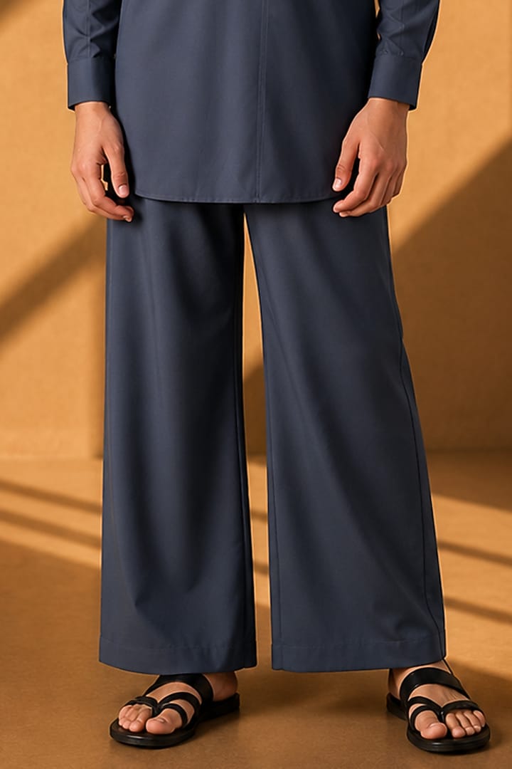 Dark Grey Crepe Embroidered Co-Ord Set For Boys by Amit Arora Kids at Pernia's Pop Up Shop