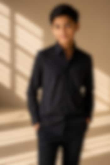 Black Cotton Shirt For Boys by Amit Arora Kids at Pernia's Pop Up Shop