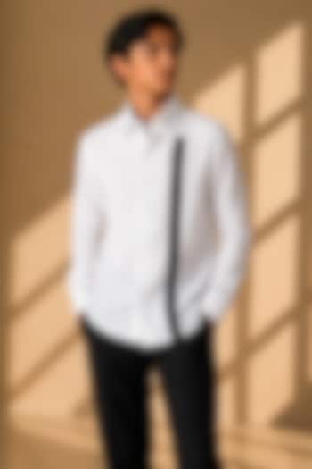White Linen Shirt For Boys by Amit Arora Kids at Pernia's Pop Up Shop