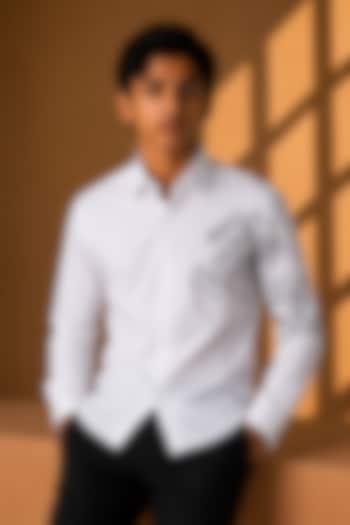 White Polynosic Motif Embroidered Shirt For Boys by Amit Arora Kids at Pernia's Pop Up Shop