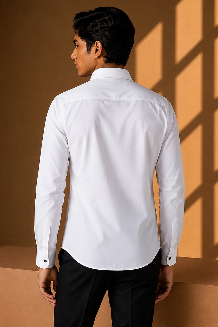 White Polynosic Motif Embroidered Shirt For Boys by Amit Arora Kids at Pernia's Pop Up Shop