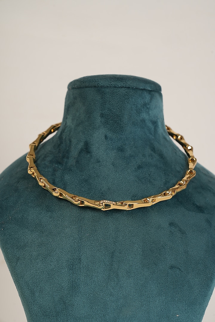 Gold Plated Link Chain Choker Necklace by Arqa