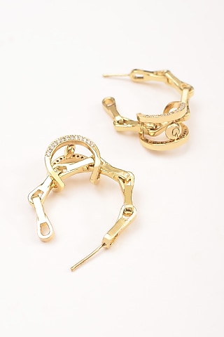 Gold Plated Zircon Kinetic Small Hoop Earrings by Arqa