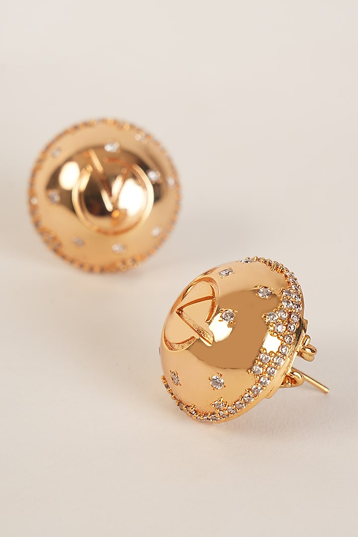Gold Plated Zircon Stud Earrings by Arqa