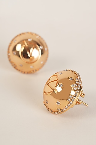 Gold Plated Zircon Stud Earrings by Arqa