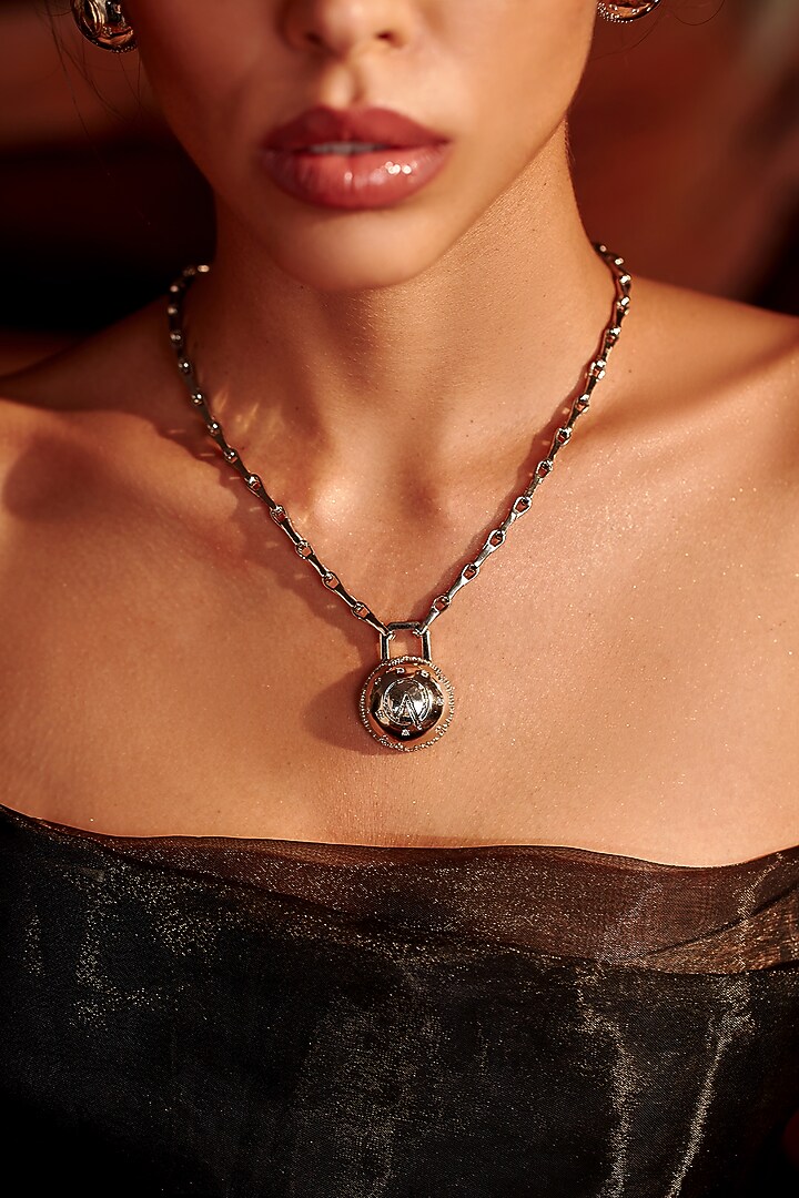 Gold Plated Zircons Medallion Pendant Necklace by Arqa at Pernia's Pop Up Shop