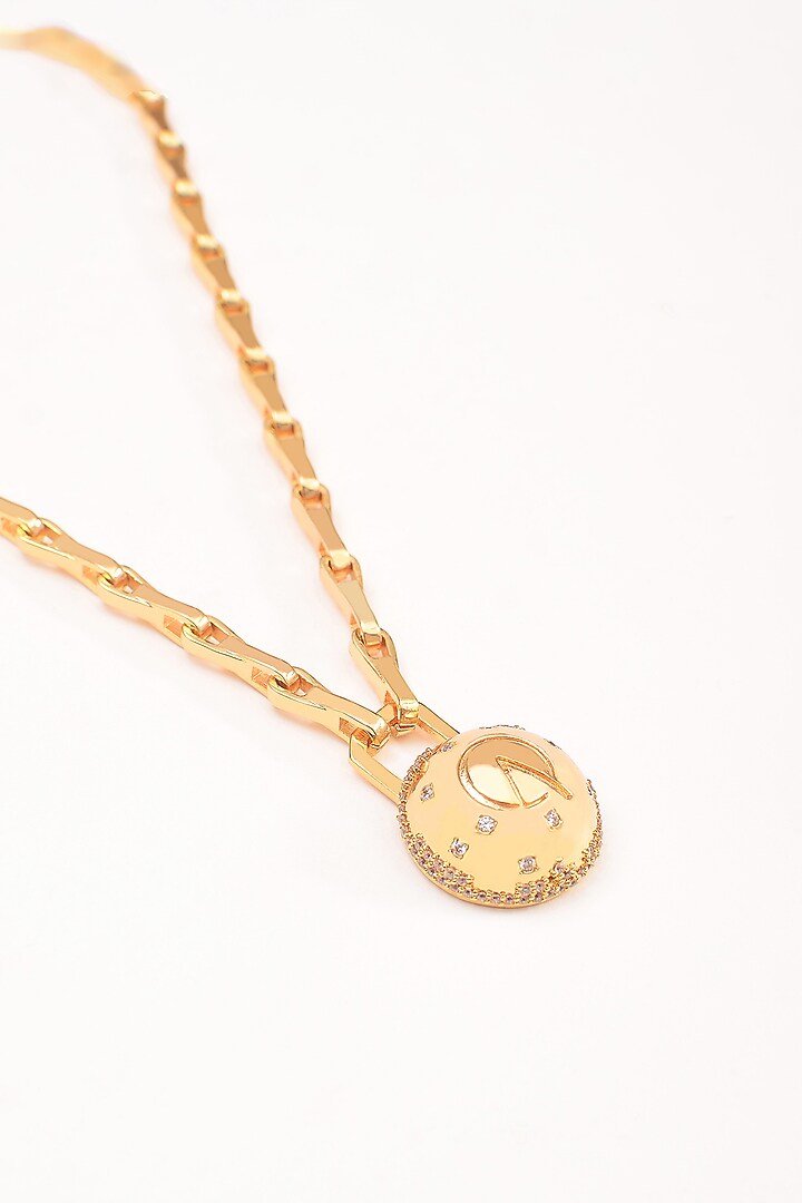Gold Plated Zircons Medallion Pendant Necklace by Arqa at Pernia's Pop Up Shop
