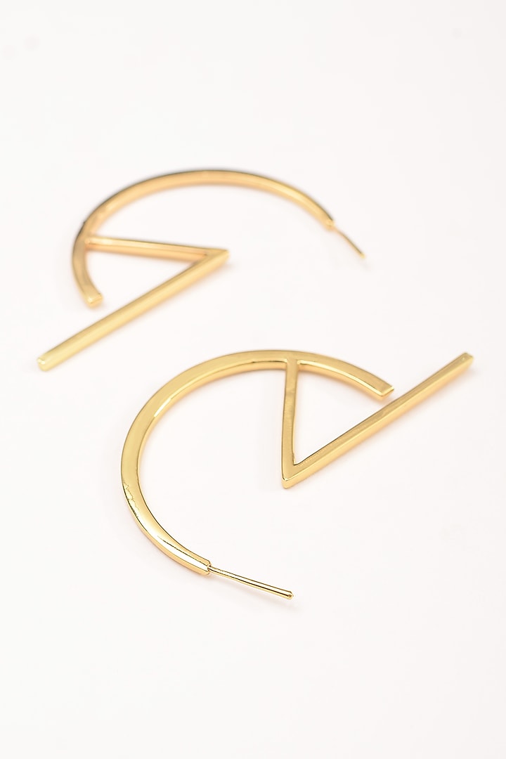 Gold Plated Half Hoop Earrings by Arqa