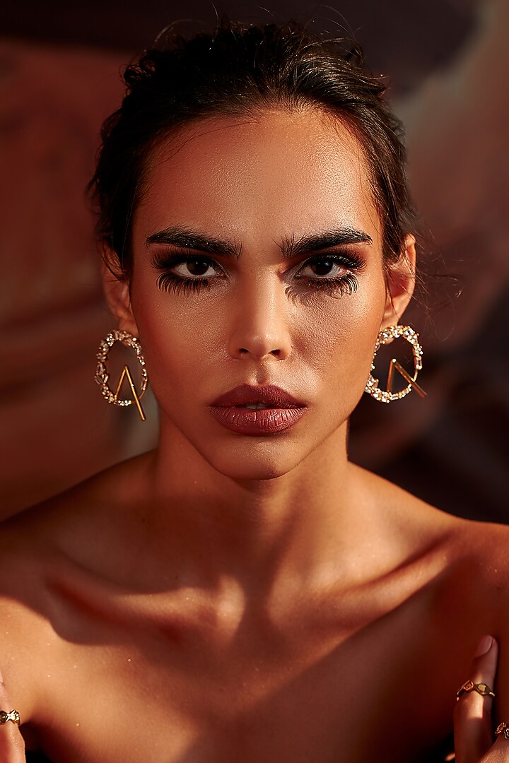 Gold Plated Cubic Zirconia Hoop Earrings by Arqa at Pernia's Pop Up Shop
