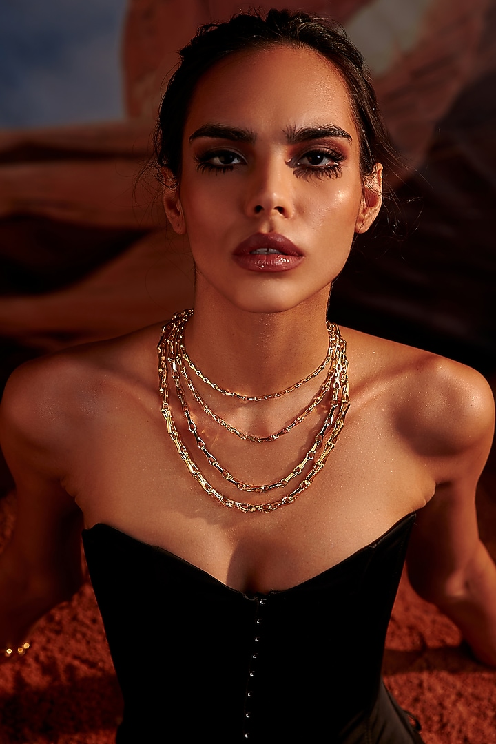 Gold Plated Handcrafted Double-Layered Necklace by Arqa at Pernia's Pop Up Shop