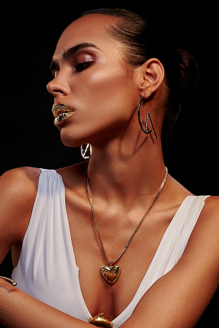 Gold Plated Cubic Zirconia Heart Padlock Necklace by Arqa at Pernia's Pop Up Shop