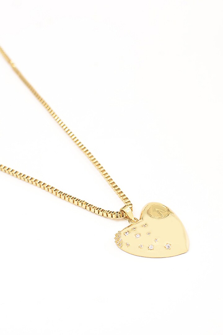 Gold Plated Cubic Zirconia Heart Padlock Necklace by Arqa at Pernia's Pop Up Shop