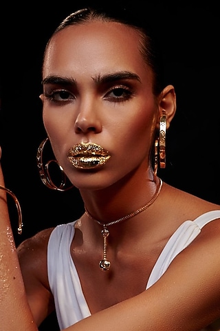 Gold Plated Cubic Zirconia Chain Medallion Necklace by Arqa